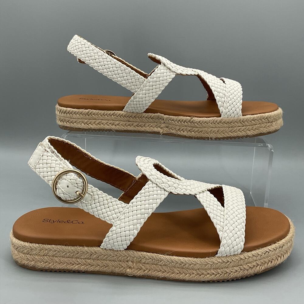 NEW Style & Co Women’s Ashlandd Flat Sandals White Size 7M
